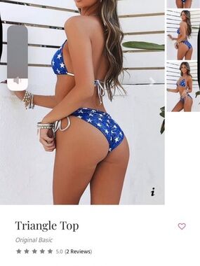 Blue Star Print Triangle Bikini - Classic Women's Swim Set